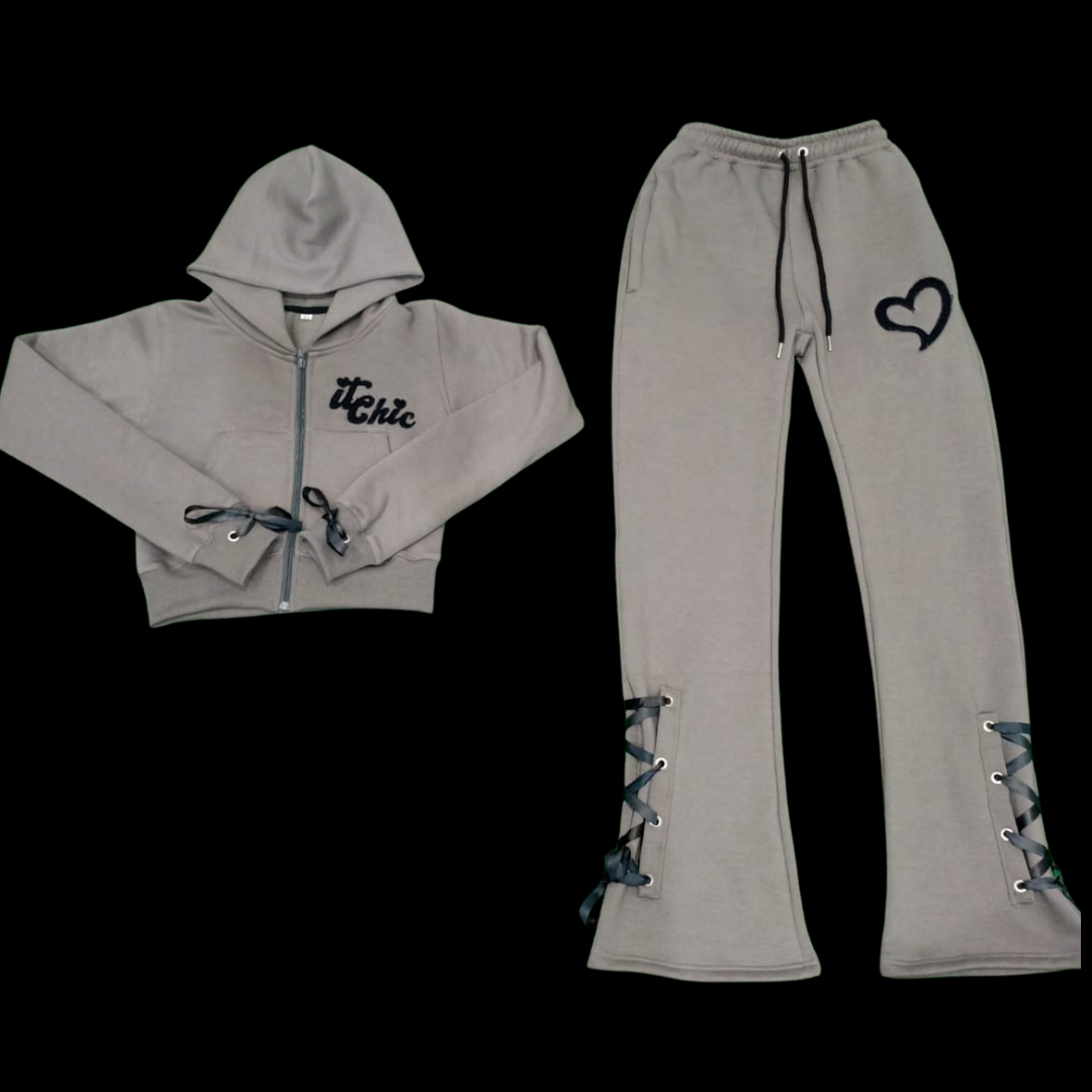 Grey & Black ItChic Tracksuit Set