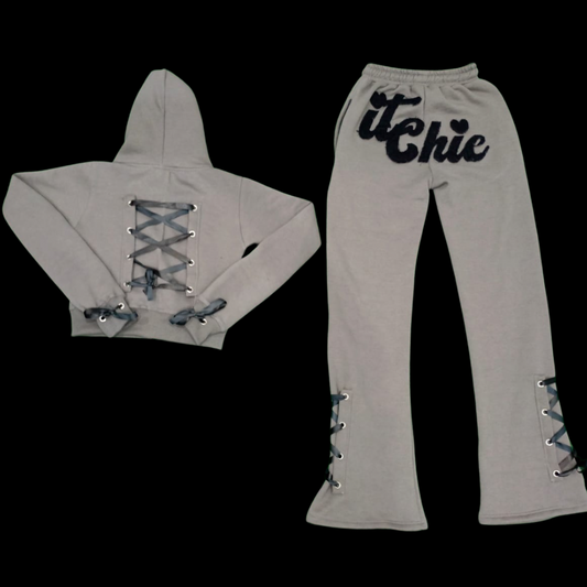 Grey & Black ItChic Tracksuit Set